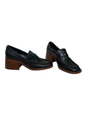 Dolce Vita Talie Embossed Leather Square Heel Women's Loafer Pump Size 8